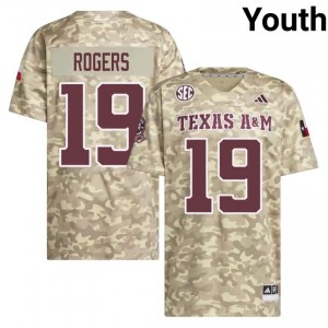 Texas A&M Bravion Rogers #19 Beige Jersey | Iconic Stitched College Football Youth Apparel 14603924