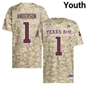 TAMU Bryce Anderson #1 Beige Jersey | Gameday Stitched College Football Youth Apparel 94863739