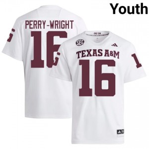 #16 Bryce Perry-Wright Texas A&M White Jersey | Alumni Stitched Youth Player Football Gear 17234703