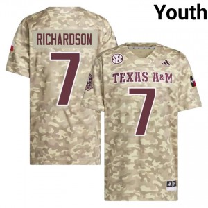 Moisture Wicking Bucky Richardson #7 Aggies Beige Jersey | Youth High School Football Stitched Fan Gear 84302442