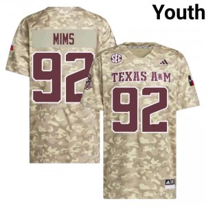 Licensed CJ Mims #92 Texas A&M Beige Jersey | Youth High School Football Stitched Fan Gear 49804170