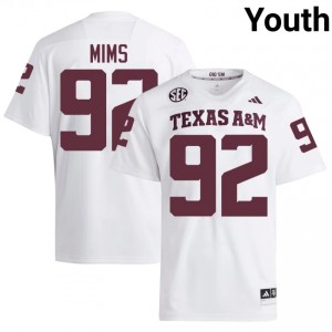 Elite Thread CJ Mims #92 TAMU White Jersey | Youth University Football Stitched Fan Gear 72527984