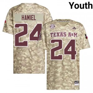 #24 Camren Hamiel Aggies Beige Jersey | Pro Cut Stitched Youth NCAA Football Gear 73912791