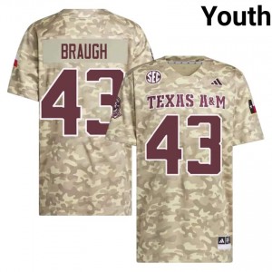 Licensed Carter Braugh #43 Texas A&M Beige Jersey | Youth High School Football Stitched Fan Gear 87889280
