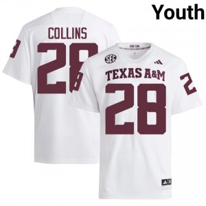 TAMU Chance Collins #28 White Jersey | Genuine Stitched NCAA Football Youth Apparel 55252336