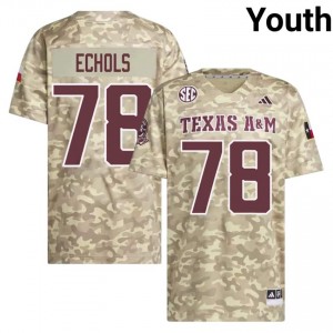 Moisture Wicking Coen Echols #78 TAMU Beige Jersey | Youth High School Football Stitched Fan Gear 16909524