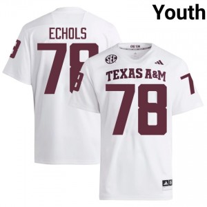 Officially Licensed Coen Echols #78 Texas A&M White Jersey | Youth University Football Stitched Fan Gear 97954671