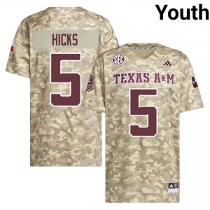 Moisture Wicking DJ Hicks #5 TAMU Beige Jersey | Youth High School Football Stitched Fan Gear 33687108