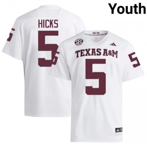 Officially Licensed DJ Hicks #5 Aggies White Jersey | Youth University Football Stitched Fan Gear 35142493