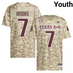#7 Dalton Brooks TAMU Beige Jersey | Genuine Stitched Youth NCAA Football Gear 20804273