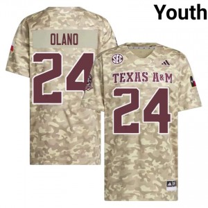 Texas A&M David Olano #24 Beige Jersey | Gameday Stitched College Football Youth Apparel 69212556