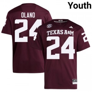 Top-Tier David Olano #24 12th Man Maroon Jersey | Youth University Football Swen Fan Gear 19172203