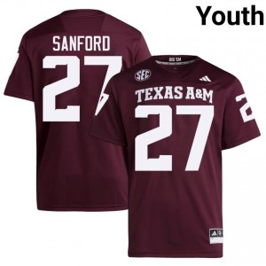 Durable Daymion Sanford #27 12th Man Maroon Jersey | Youth University Football Swen Fan Gear 10449899