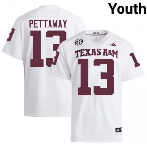 TAMU Deyjhon Pettaway #13 White Jersey | Genuine Stitched NCAA Football Youth Apparel 64129508