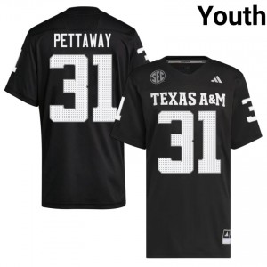 #31 Deyjhon Pettaway Aggies Black Jersey | Essential Swen Youth NCAA Football Gear 16349155