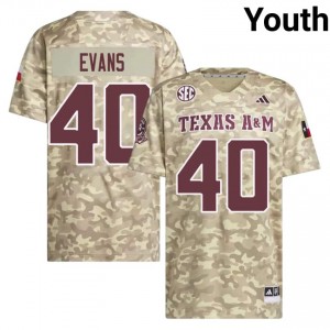 Gray Evans #40 TAMU Jersey | Officially Licensed Beige University Football Youth Stitched 17306350