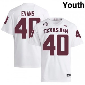 #40 Gray Evans TAMU White Jersey | Authentic Stitched Youth Player Football Gear 66037787