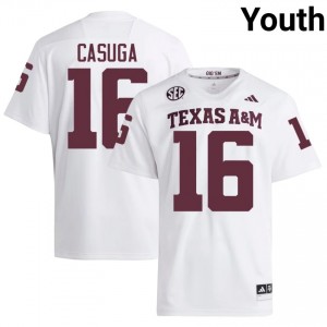 TAMU Helaman Casuga #16 White Jersey | Pro Cut Stitched NCAA Football Youth Apparel 52848436