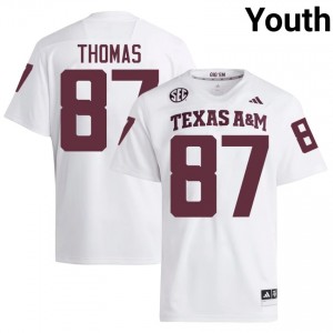 White Houston Thomas #87 Aggies Jersey | Youth High School Football Licensed Stitched 28960514