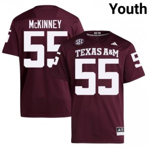 Maroon Hunter McKinney #55 Aggies Jersey | Youth High School Football Limited Swen 81708982