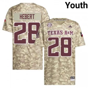Moisture Wicking Jackson Hebert #28 TAMU Beige Jersey | Youth High School Football Stitched Fan Gear 80585514