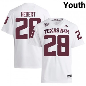 #28 Jackson Hebert TAMU White Jersey | Pro Cut Stitched Youth NCAA Football Gear 83079953