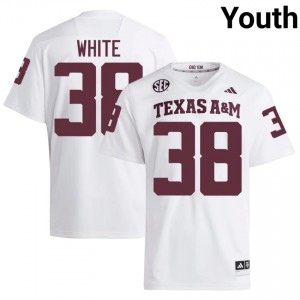 Jared White #38 Texas A&M Jersey | Iconic White College Football Youth Stitched 40518476