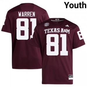 Texas Aggies Jayden Warren #81 Maroon Jersey | Premium Swen NCAA Football Youth Apparel 22781029