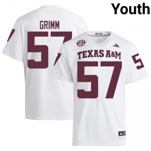 Texas A&M Jonas Grimm #57 White Jersey | Iconic Stitched College Football Youth Apparel 94720623