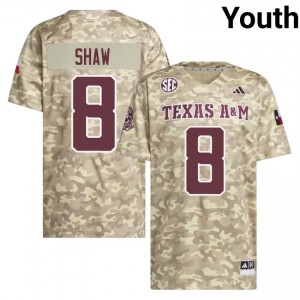 #8 Jordan Shaw TAMU Beige Jersey | Pro Cut Stitched Youth NCAA Football Gear 14451479