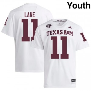 White Jorvorskie Lane #11 Aggies Jersey | Youth High School Football Moisture Wicking Stitched 73279749