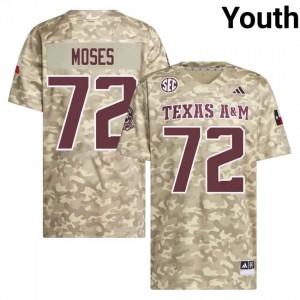 #72 Joshua Moses Aggies Beige Jersey | Pro Cut Stitched Youth NCAA Football Gear 40352313
