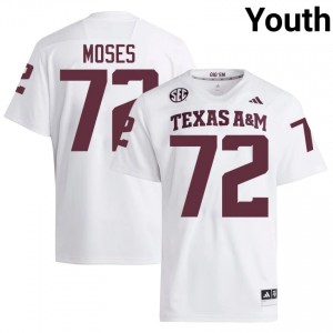 #72 Joshua Moses TAMU White Jersey | Alumni Stitched Youth Player Football Gear 21225679