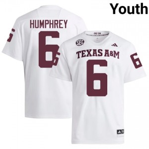 Julio Humphrey #6 TAMU Jersey | Gameday White College Football Youth Stitched 85314903