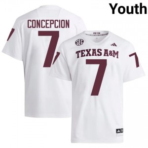 KC Concepcion #7 TAMU Jersey | Gameday White College Football Youth Stitched 51168425
