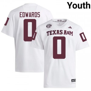 White KJ Edwards #0 TAMU Jersey | Youth High School Football Licensed Stitched 67384211