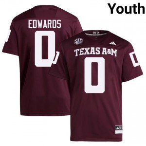 Top-Tier KJ Edwards #0 12th Man Maroon Jersey | Youth University Football Swen Fan Gear 82559447