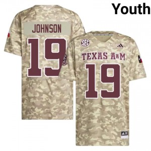 #19 KK Johnson Aggies Beige Jersey | Genuine Stitched Youth NCAA Football Gear 64306252
