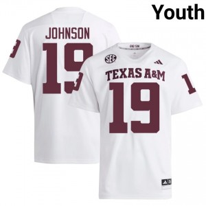 KK Johnson #19 Texas A&M Jersey | Iconic White College Football Youth Stitched 12171299