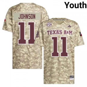 Licensed Kelshaun Johnson #11 TAMU Beige Jersey | Youth High School Football Stitched Fan Gear 73278144