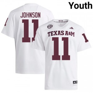 Elite Thread Kelshaun Johnson #11 Texas A&M White Jersey | Youth University Football Stitched Fan Gear 23034127