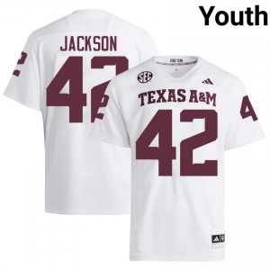 White Kendall Jackson #42 Texas A&M Jersey | Youth High School Football Moisture Wicking Stitched 45781258