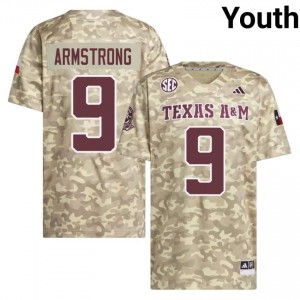 Moisture Wicking Kiotti Armstrong #9 Aggies Beige Jersey | Youth High School Football Stitched Fan Gear 66426248