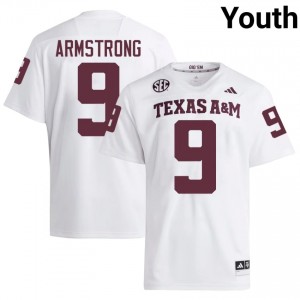 Elite Thread Kiotti Armstrong #9 Aggies White Jersey | Youth University Football Stitched Fan Gear 78223705