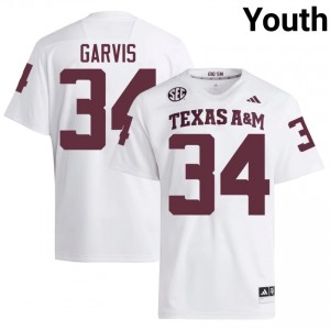 TAMU Kyle Garvis #34 White Jersey | Pro Cut Stitched NCAA Football Youth Apparel 21142132