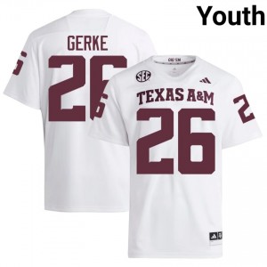 #26 Layne Gerke Aggies White Jersey | Authentic Stitched Youth Player Football Gear 88068979