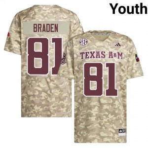 Licensed Luke Braden #81 Aggies Beige Jersey | Youth High School Football Stitched Fan Gear 95183436