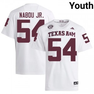 TAMU Mark Nabou Jr. #54 White Jersey | Genuine Stitched NCAA Football Youth Apparel 98102149