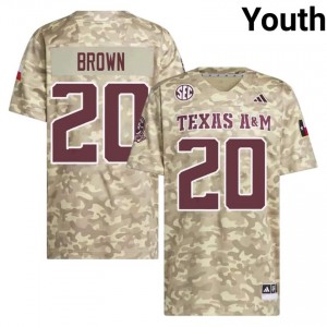 #20 Mike Brown Texas A&M Beige Jersey | Pro Cut Stitched Youth NCAA Football Gear 33065987