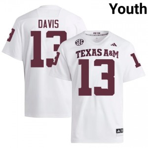 Texas A&M Myles Davis #13 White Jersey | Genuine Stitched NCAA Football Youth Apparel 92676070